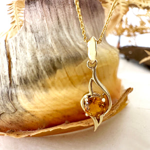 Flame Inspired Citrine Yellow Gold Pendant