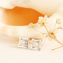 Fluid White Diamond White Gold Bar Highlight Stud Earrings