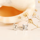 Fluid White Diamond White Gold Bar Highlight Stud Earrings
