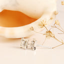 Fluid White Diamond White Gold Bar Highlight Stud Earrings