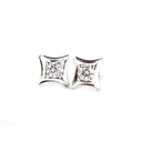 Fluid White Diamond White Gold Bar Highlight Stud Earrings