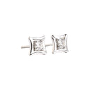 Fluid White Diamond White Gold Bar Highlight Stud Earrings