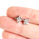 Fluid White Diamond White Gold Bar Highlight Stud Earrings