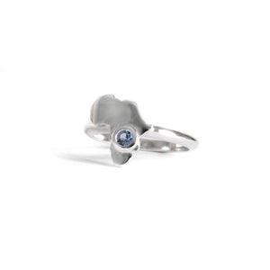 For The Love of Africa Tanzanite and Africa Map White Gold Ring