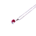 Four Claw Round Cut Ruby White Gold Pendant