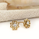 White Diamond Yellow Gold Earrings