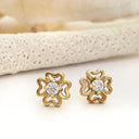 White Diamond Yellow Gold Earrings