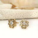 White Diamond Yellow Gold Earrings