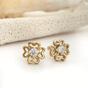 White Diamond Yellow Gold Earrings