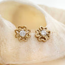 White Diamond Yellow Gold Earrings