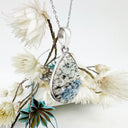 Freeform Natural Large Pear K2 Granite with Azurite Silver Pendant