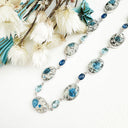 Freeform Natural Large Pear K2 Granite with Azurite and Topaz Silver Necklace
