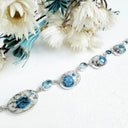 Freeform Natural Large Pear K2 Granite with Azurite and Topaz Silver Necklace