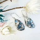 Freeform Natural Triangular K2 Granite with Azurite Silver Drop Earrings No.2
