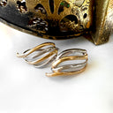 Funky Rose and White Striped Gold Earrings