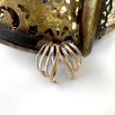 Funky Rose and White Striped Gold Earrings