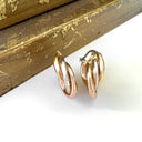 Funky Twisted Three Gold Hoops