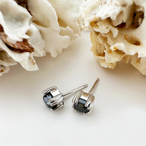 Generous Cushion Cut Double Claw Black Diamond Studs