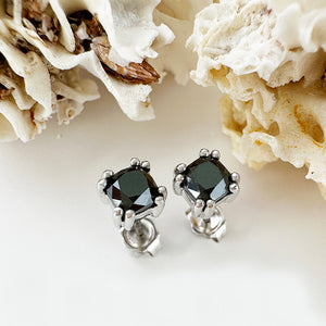 Generous Cushion Cut Double Claw Black Diamond Studs