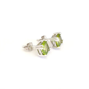 Generous Cushion Cut Double Claw Peridot Studs