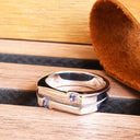 Geometric Fused Double Band Tanzanite White Gold Ring