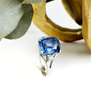Glam Cornflower Blue Sapphire and Diamond White Gold Ring