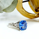 Glam Cornflower Blue Sapphire and Diamond White Gold Ring