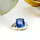 Glam Cornflower Blue Sapphire and Diamond White Gold Ring