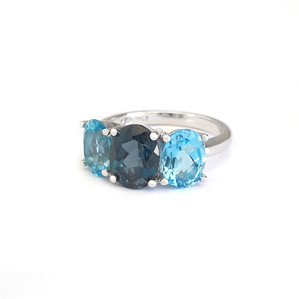 Glam Trilogy Blue And London Blue Topaz Ring