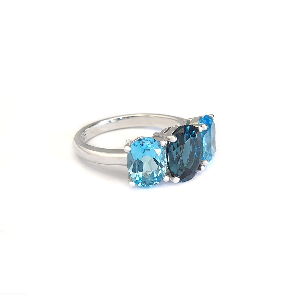 Glam Trilogy Blue And London Blue Topaz Ring