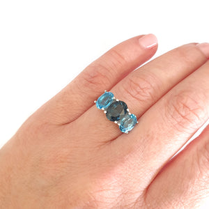 Glam Trilogy Blue And London Blue Topaz Ring