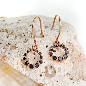 Black Diamond Rose Gold Halo drop earrings