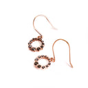 Glamorous Circular Black Diamond Halo Rose Gold Drop Earrings