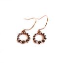 Glamorous Circular Black Diamond Halo Rose Gold Drop Earrings