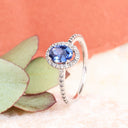 Sapphire and Diamond white Gold Ring