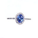 Glorious Blue Sapphire and Diamond Halo White Gold Ring