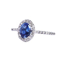 Glorious Blue Sapphire and Diamond Halo White Gold Ring
