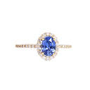 Glorious Blue Sapphire and Diamond Halo Yellow Gold Ring