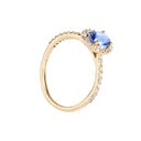 Glorious Blue Sapphire and Diamond Halo Yellow Gold Ring