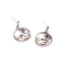 Silver Circular Table Mountain Earrings with Tanzanite Highlight