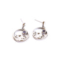 Silver Circular Table Mountain Earrings with Tanzanite Highlight