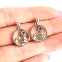 Silver Circular Table Mountain Earrings with Tanzanite Highlight