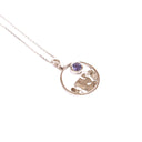 Gold Circular Table Mountain pendant with Tanzanite Highlight in White Gold