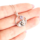 Gold Circular Table Mountain pendant with Tanzanite Highlight in White Gold