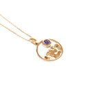 Gold Circular Table Mountain pendant with Tanzanite Highlight in Yellow Gold