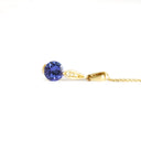 Golden Diamond Droplet Round Cut Tanzanite Yellow Gold Pendant