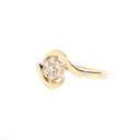 Golden Floral Swirl White Diamond Ring in Yellow Gold