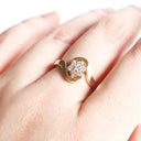 Golden Floral Swirl White Diamond Ring in Yellow Gold