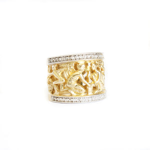 Golden People of Africa Eternity Ring with Diamond Borders