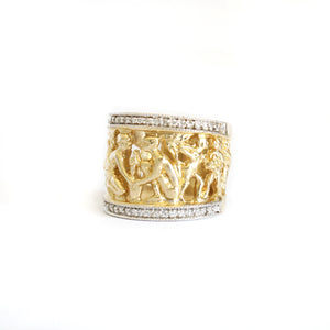 Golden People of Africa Eternity Ring with Diamond Borders